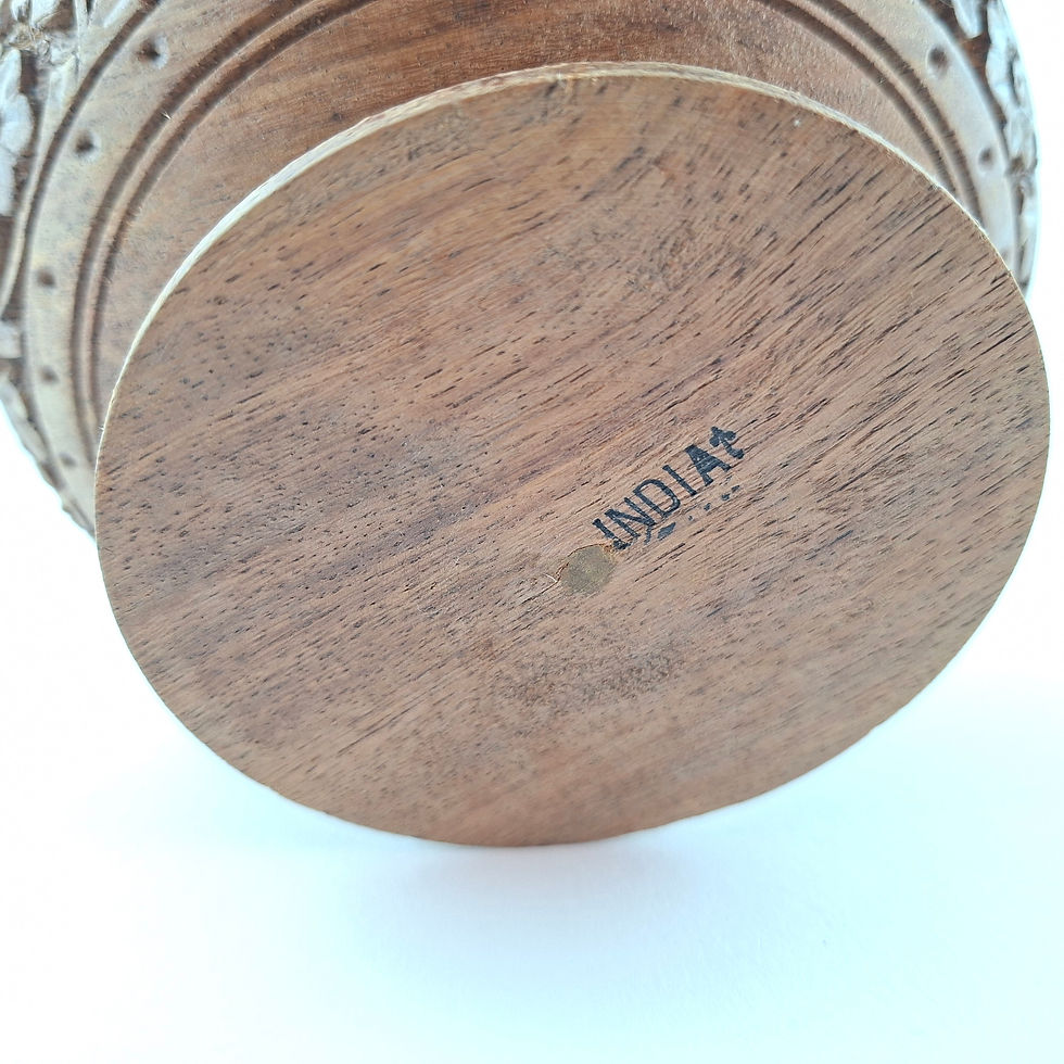 Thumbnail: mabelmollyvintage.com.au Vintage Indian Carved Wooden Vase