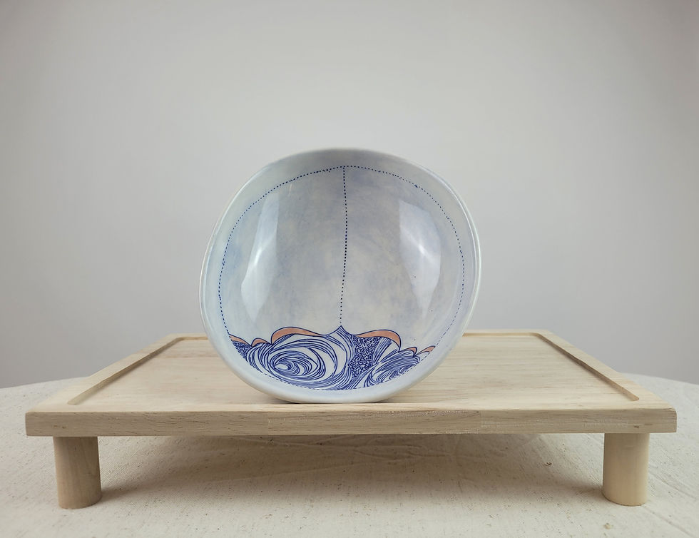 Anthropologie Linda Fahey Pacifica Stormy Seas Sailing Ocean Bowl