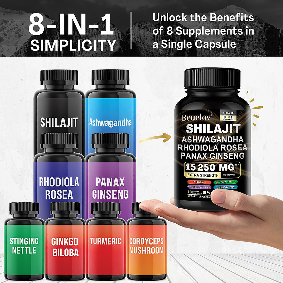 Thumbnail: Shilajit Capsules - 8 in 1 Rhodiola Rosea 1000MG, Ashwagandha, for Brain Health,