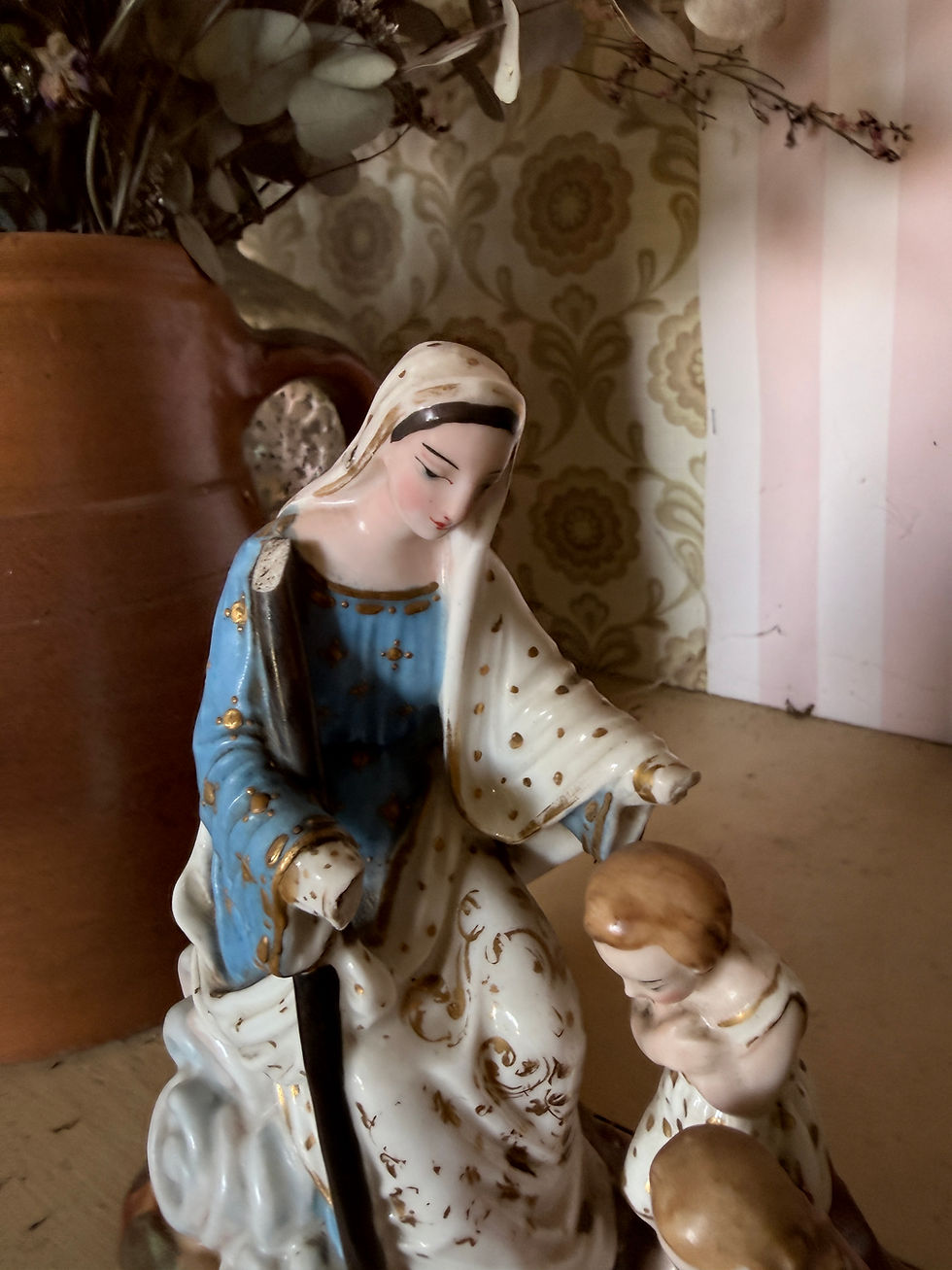 Miniature : Statuette vierge porcelaine