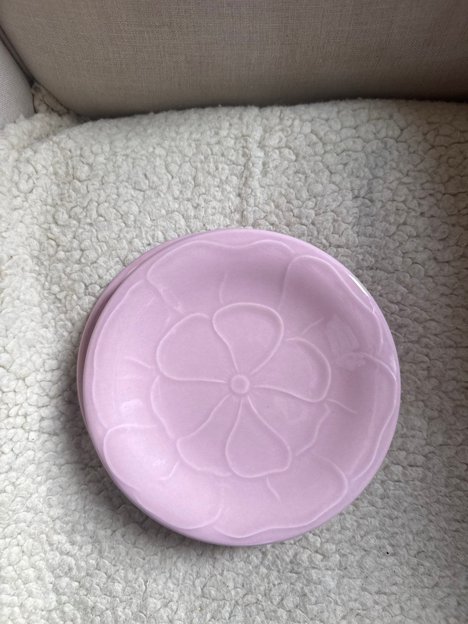 4 assiettes dessert roses