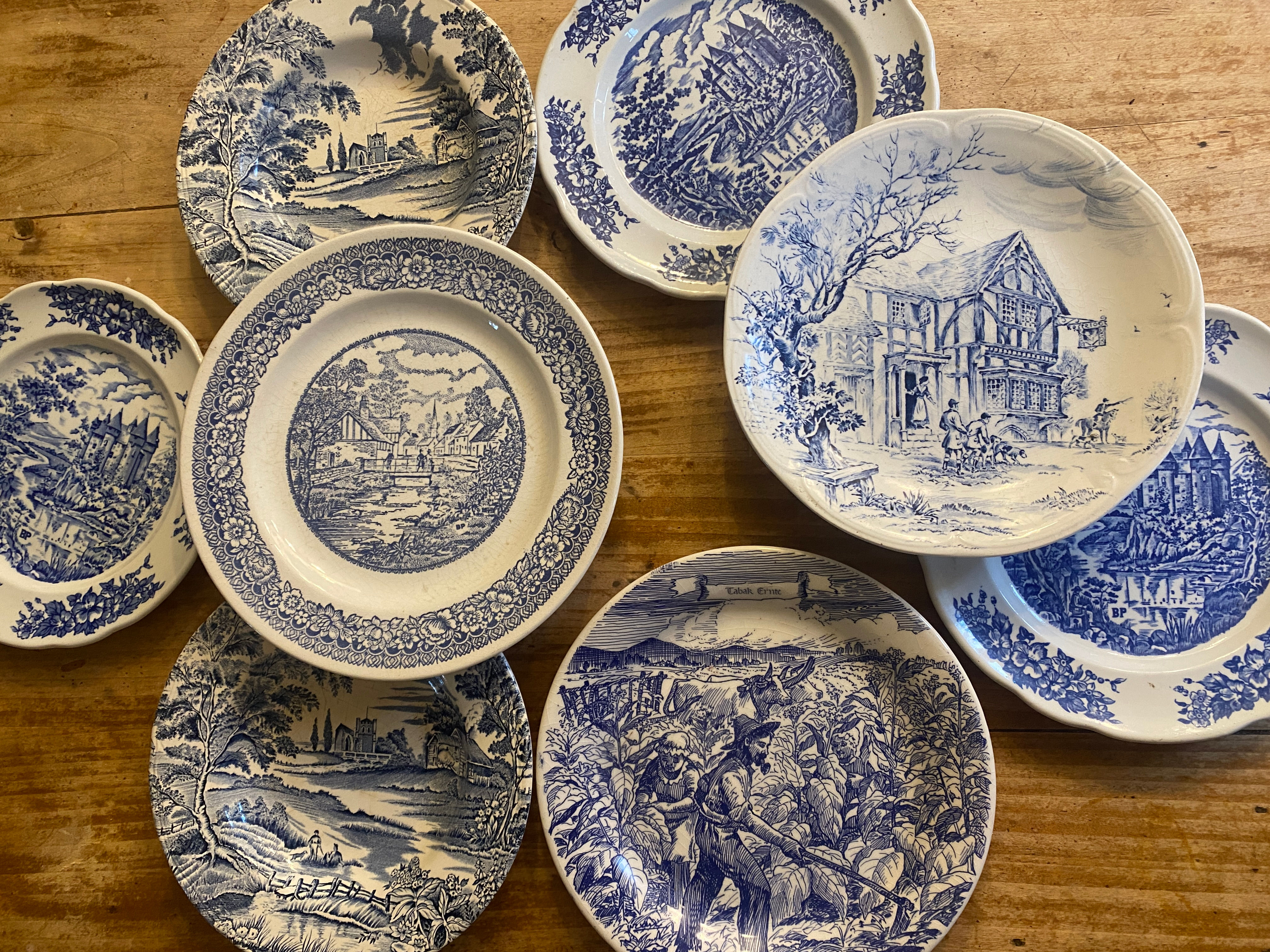 8 assiettes décor de campagne