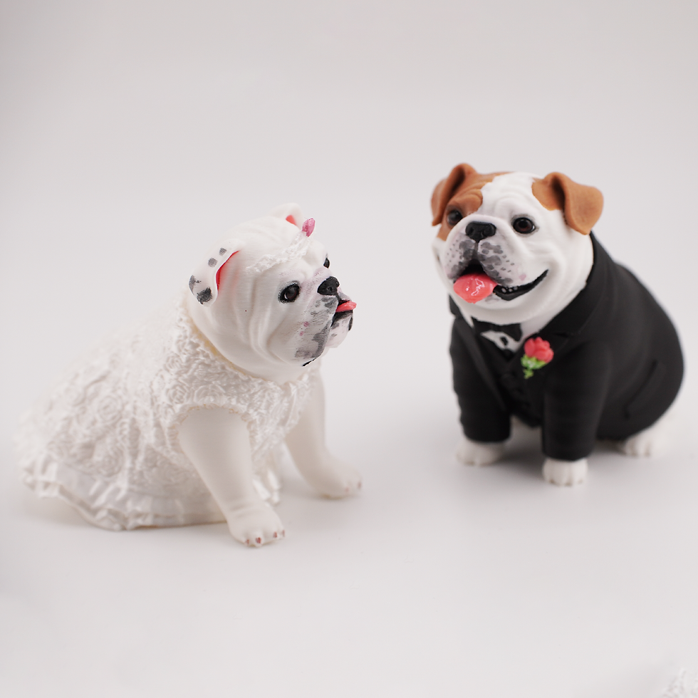 Thumbnail: Bride & Groom Bulldog Cake Toppers – Dog Wedding Decor