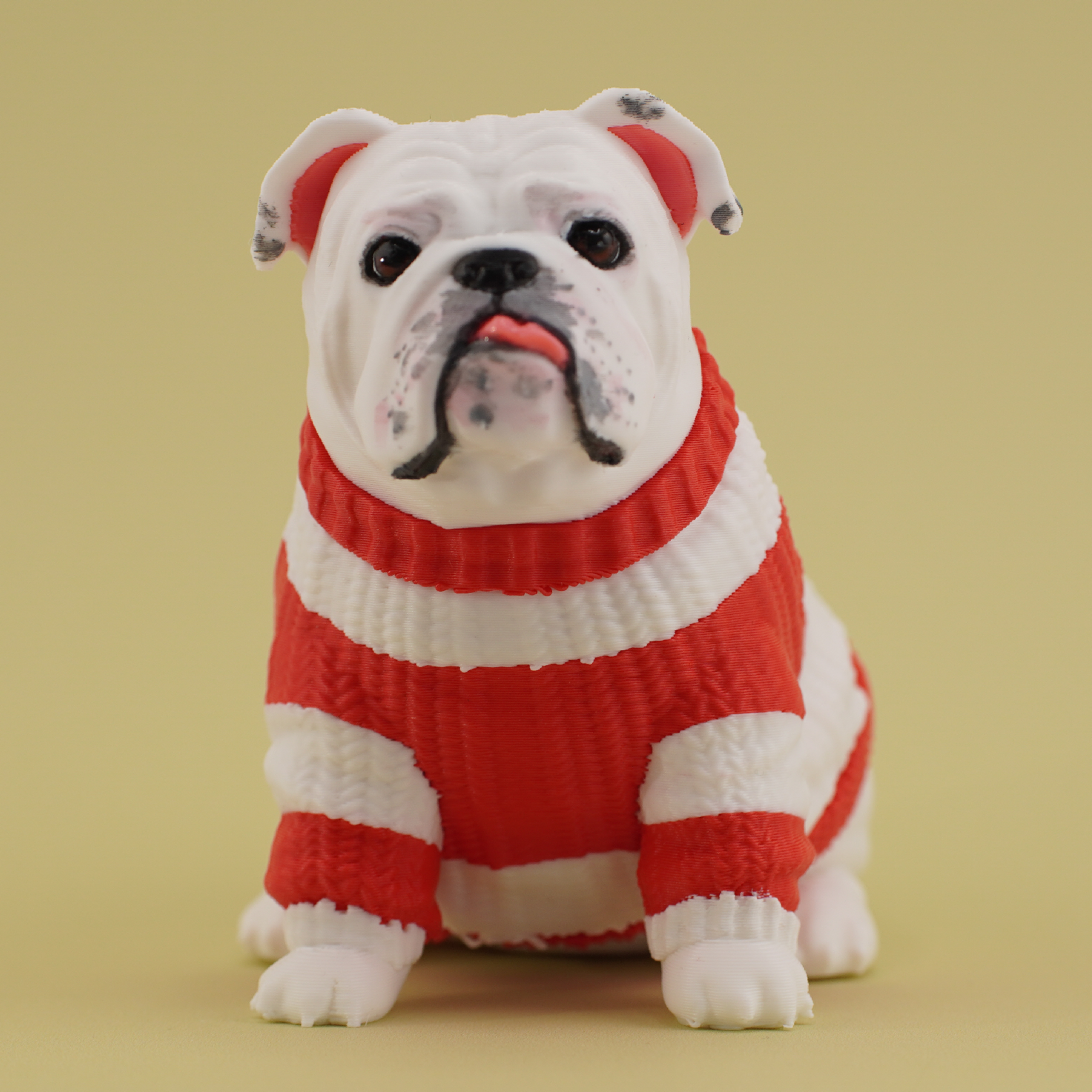 Candy Cane Sweater Bulldog Cake Topper Figurine
