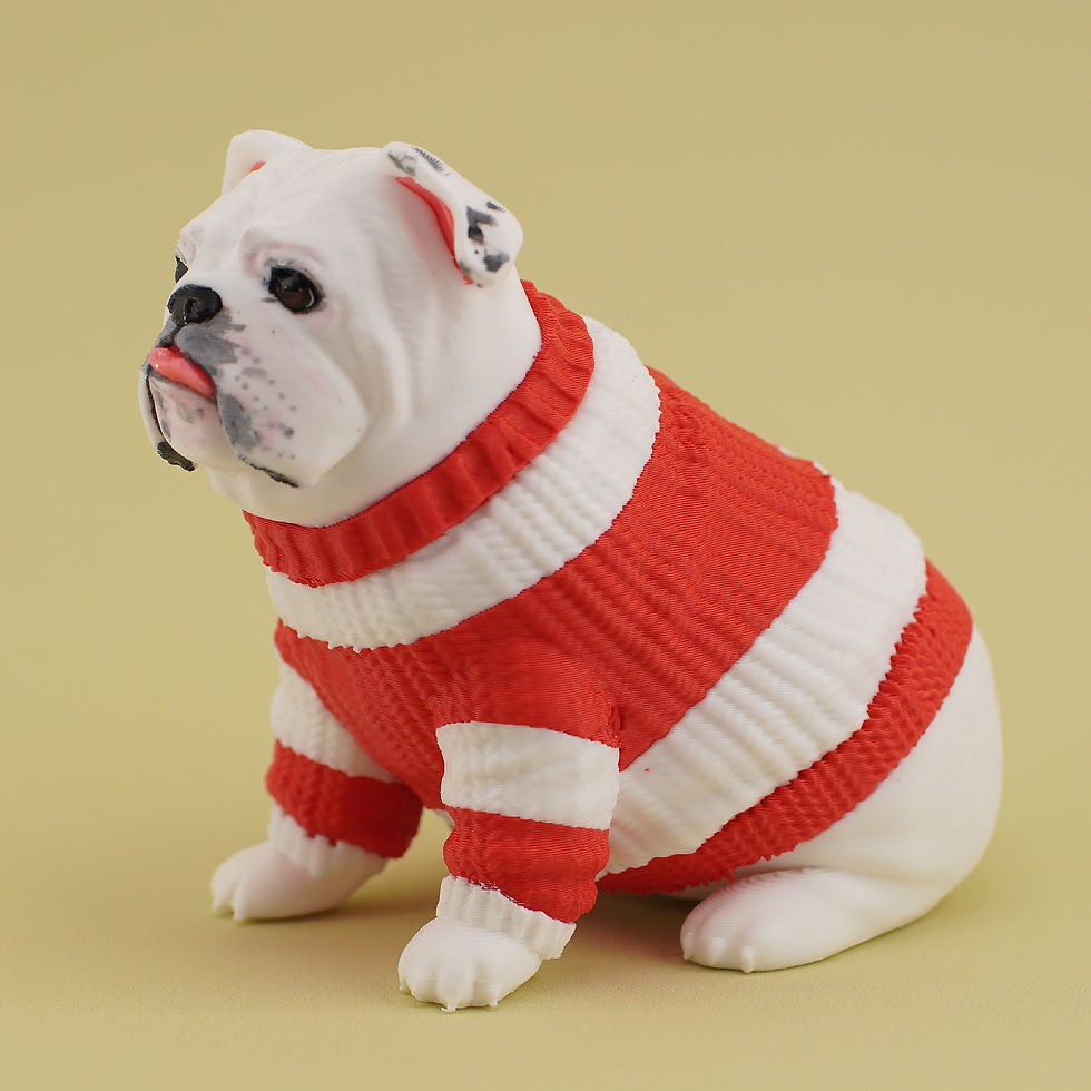 Thumbnail: Candy Cane Sweater Bulldog Cake Topper Figurine