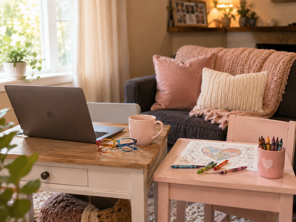 Cozy shared workspace by a sunny window