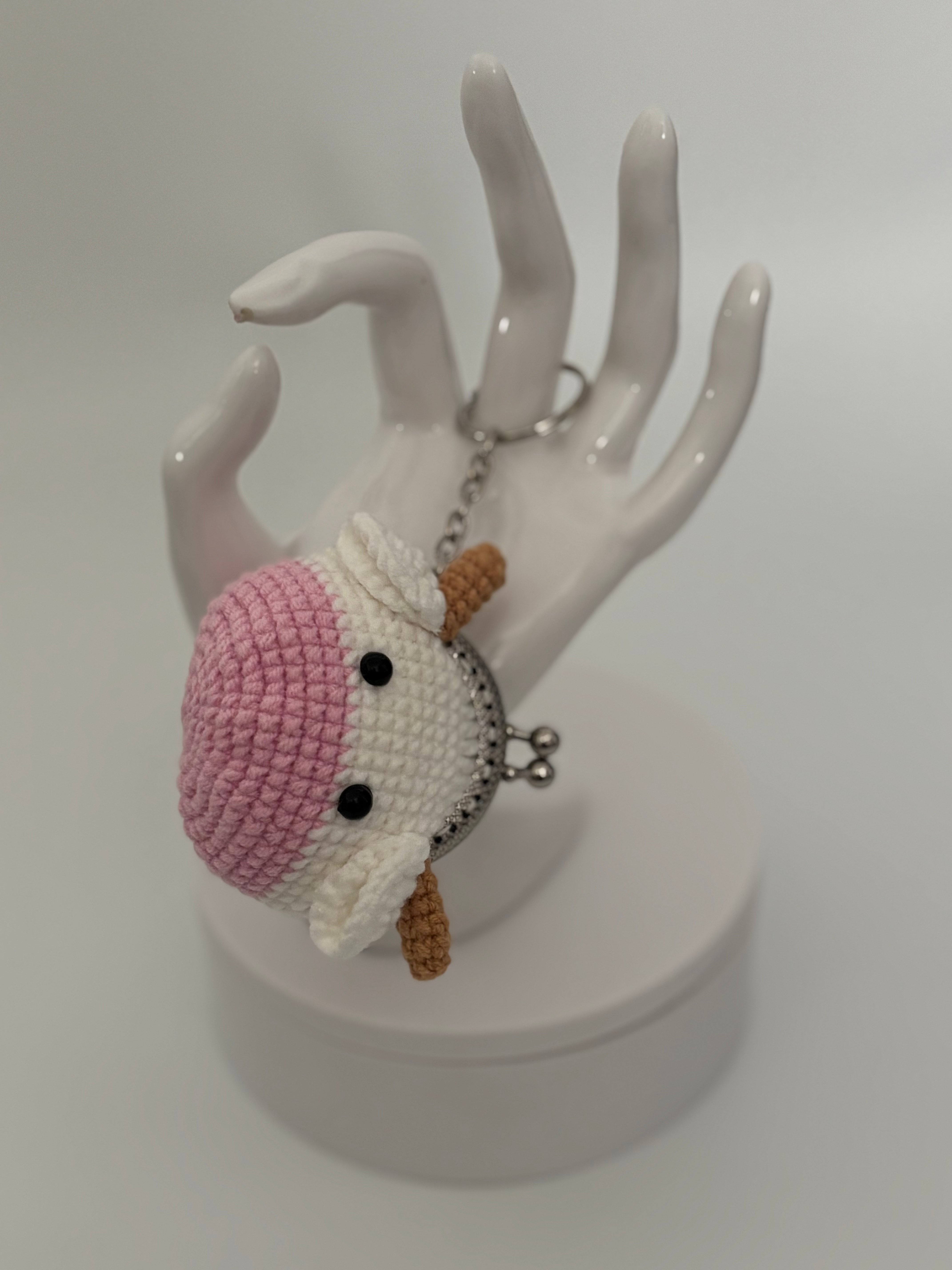 Crocheted Cow Purse Keychain 