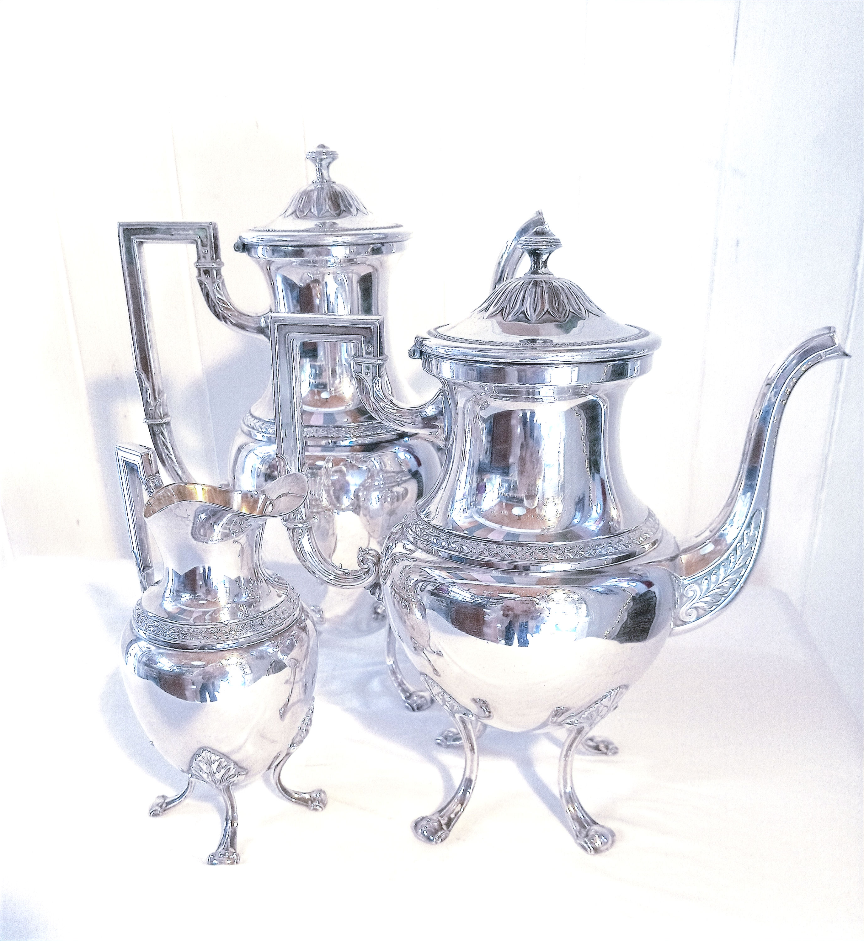 WMF ART NOUVEAU JUGENDSTIL SILVER TEA SET