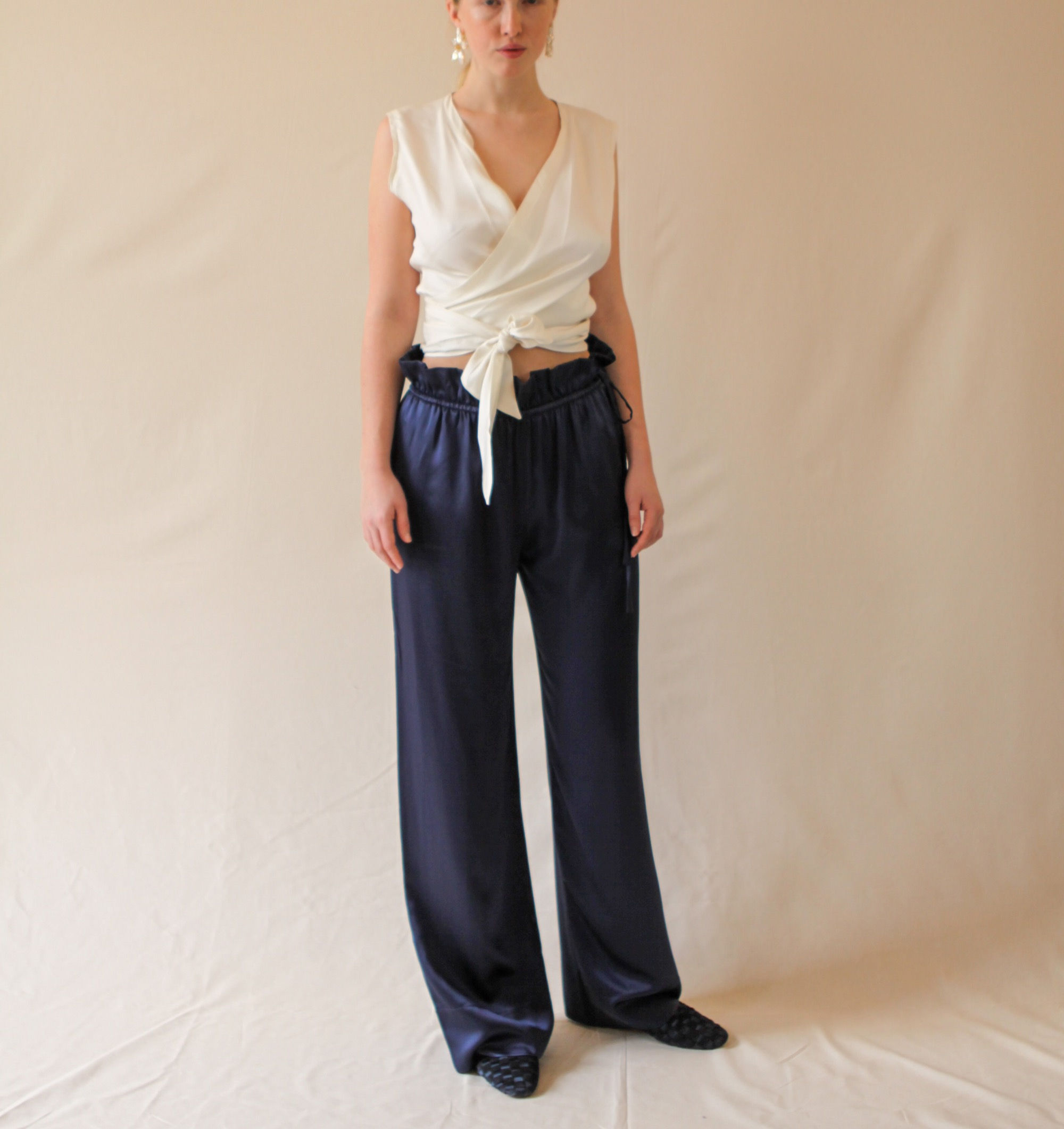 Charlotte Silk Trousers Blue