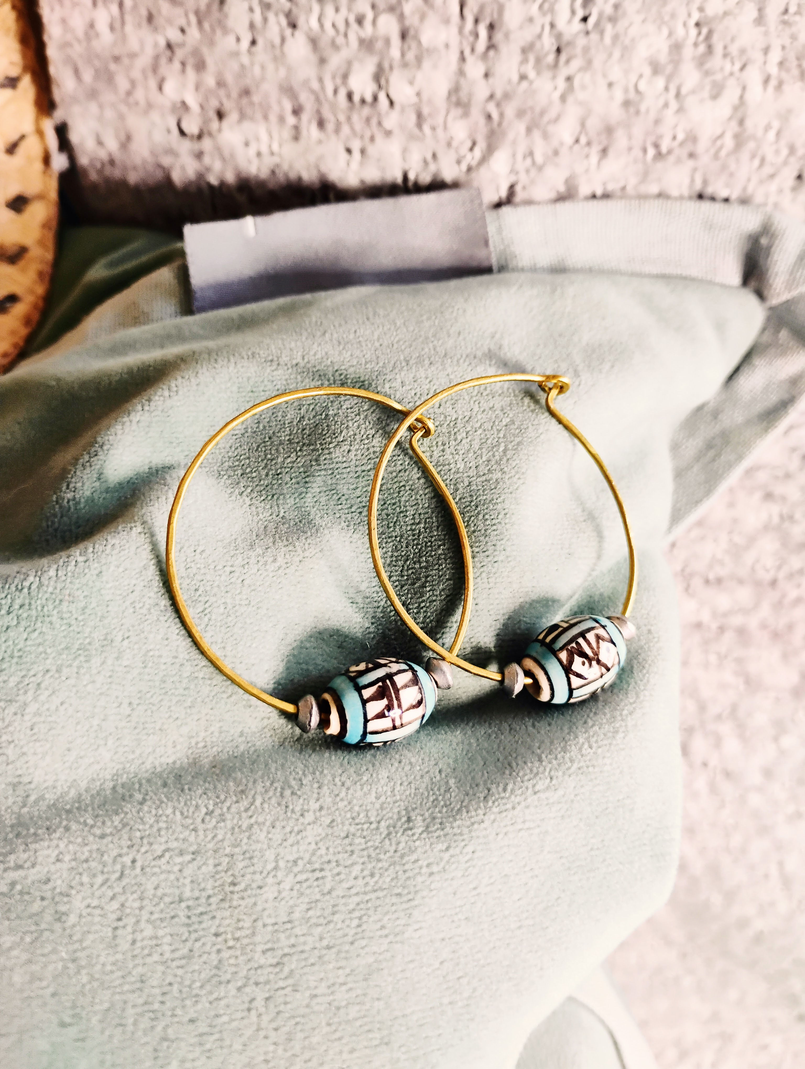 Artisan Handpainted Southwestern Hoop Earrings, BOHEMIAN COWGIRL