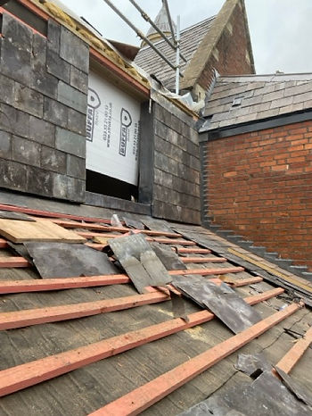 slate roof in progress