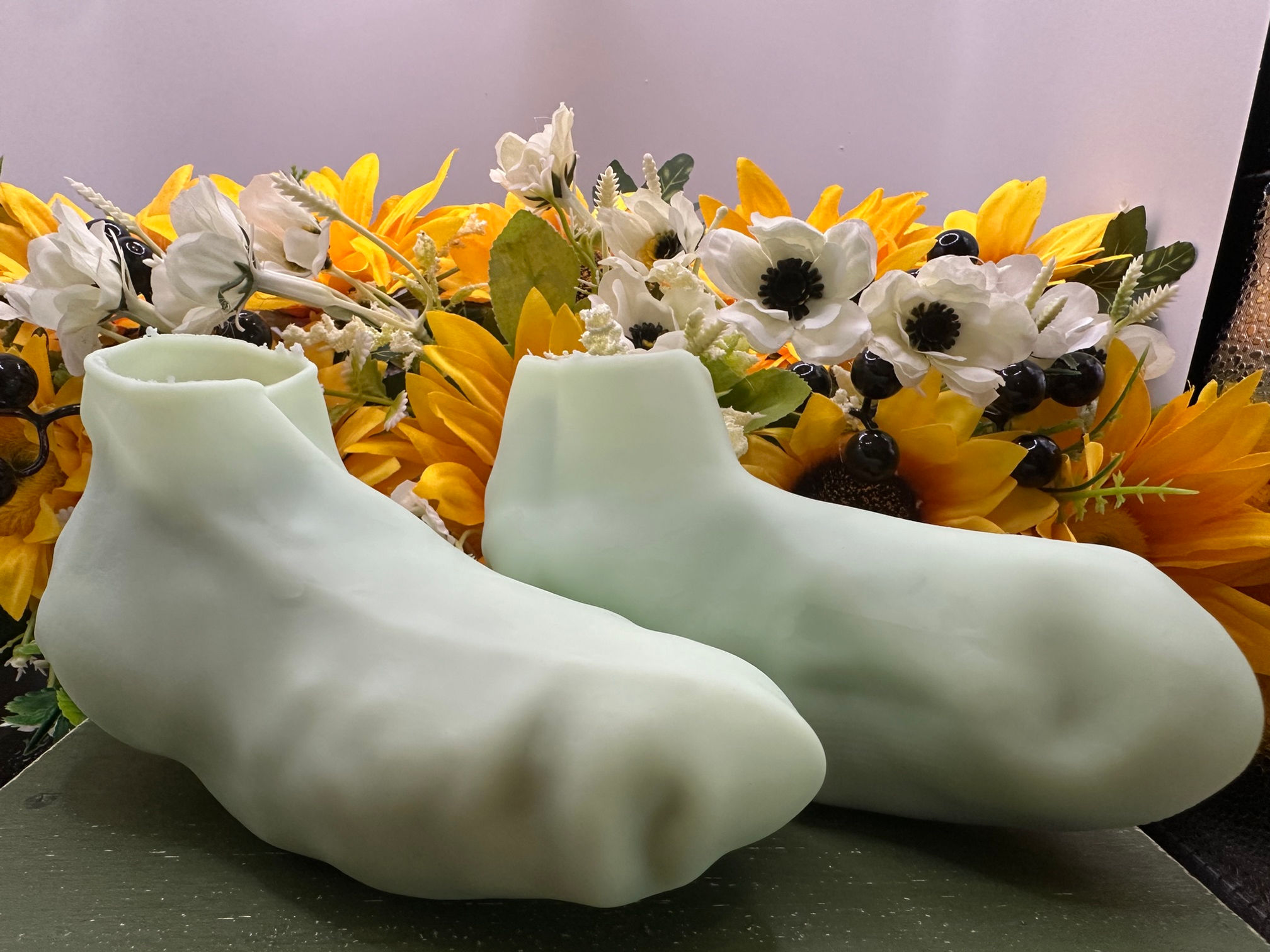 A pair of silicon socks. One-size fits all. Aides with moisturizing the feet. Good for dry cracked heels.