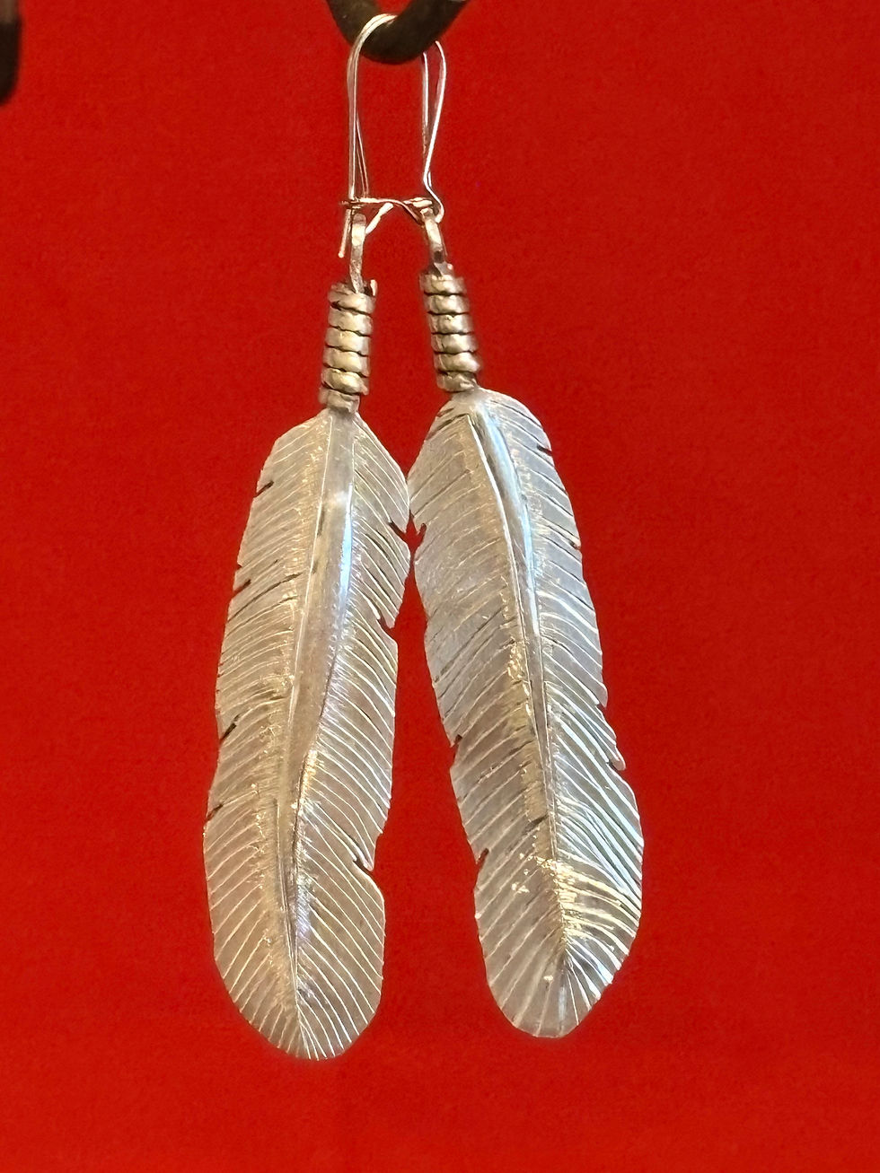 Thumbnail: Sterling silver eagle feather earrings