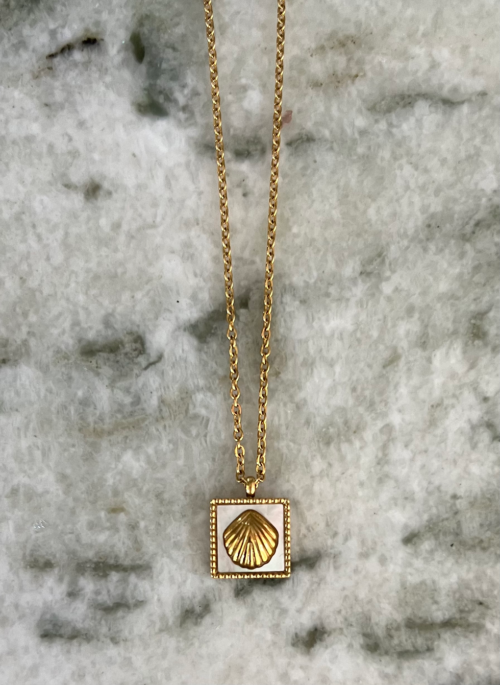 Thumbnail: Night Beach Enamel Seashell Necklace