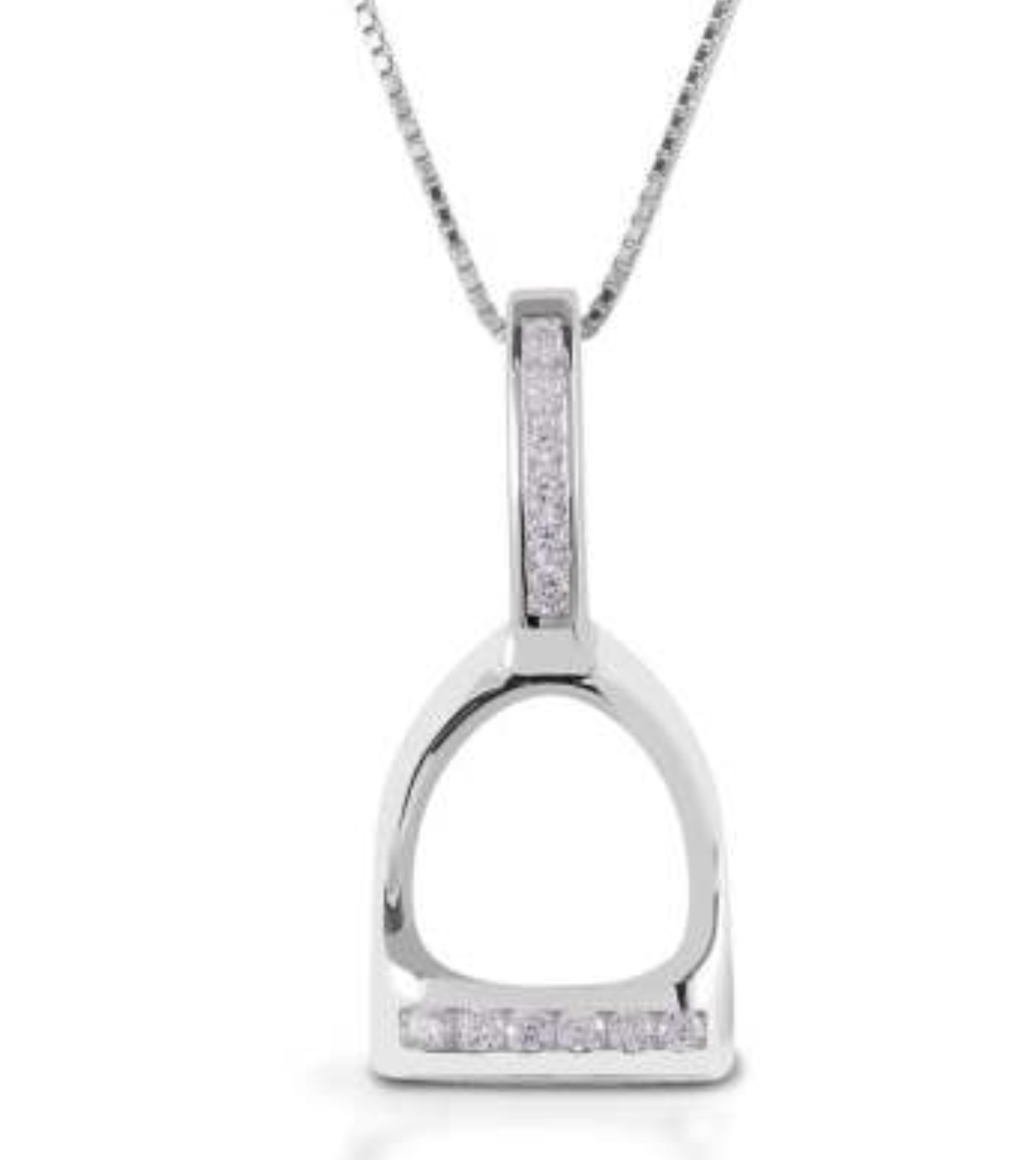Sterling Silver and CZ Stirrup Necklace 