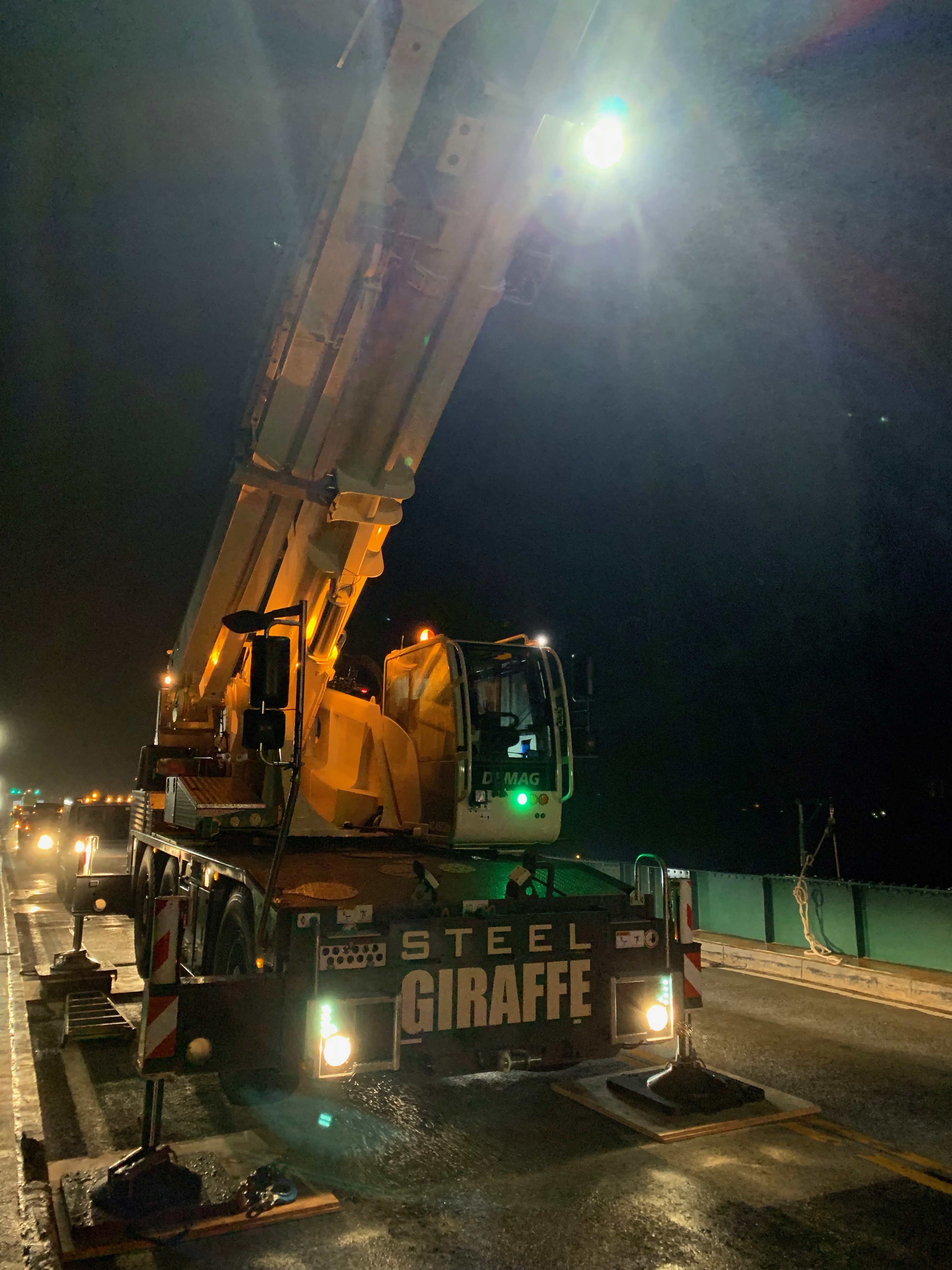 Crane working at night