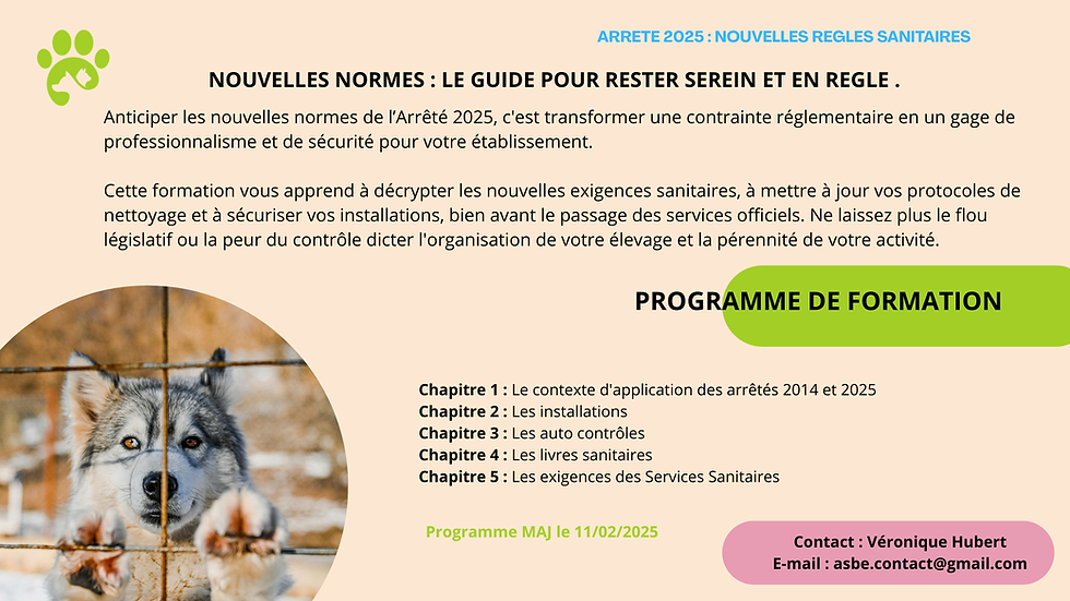 Miniature : Formation Arrêté 2025 : Nouvelles règles sanitaires - 7h
