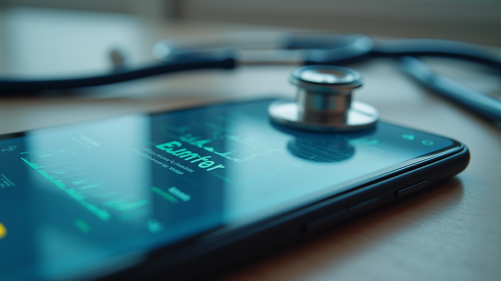 Close-up view of a smartphone displaying a medical app interface