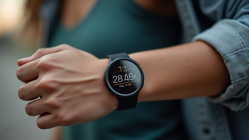 Close-up view of a wearable fitness tracker on a wrist