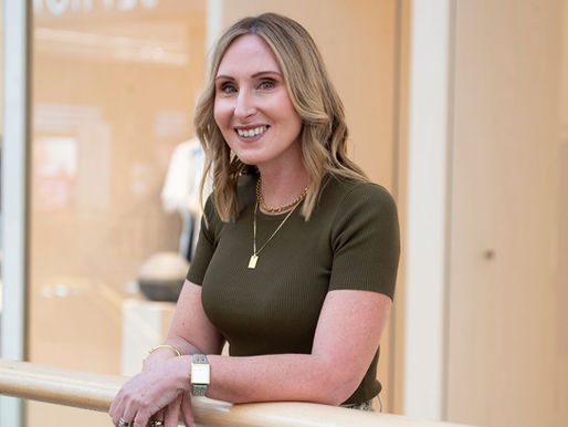 Belinda, Department of Style, ar Karrinyup Shopping Centre ready for a Personal Shopping Client. She weare gold accessories and green ribbed tee.