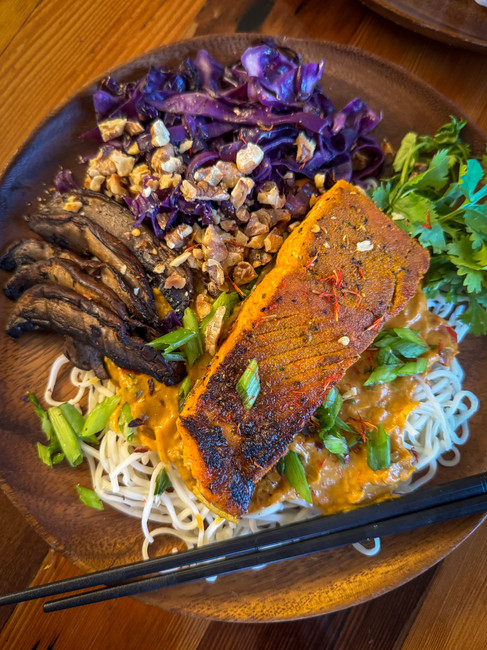 Pumpkin Spiced Salmon in Noodle Bowl