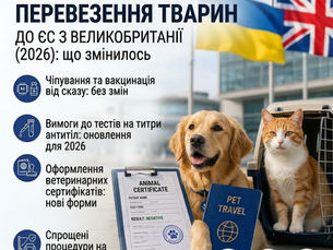 Нові правила перевезення тварин до ЄС з Великобританії (2026): що змінилось