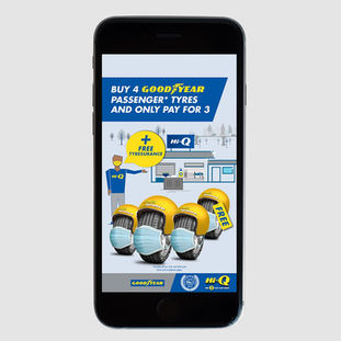 iPhone with promotion visual onscreen.