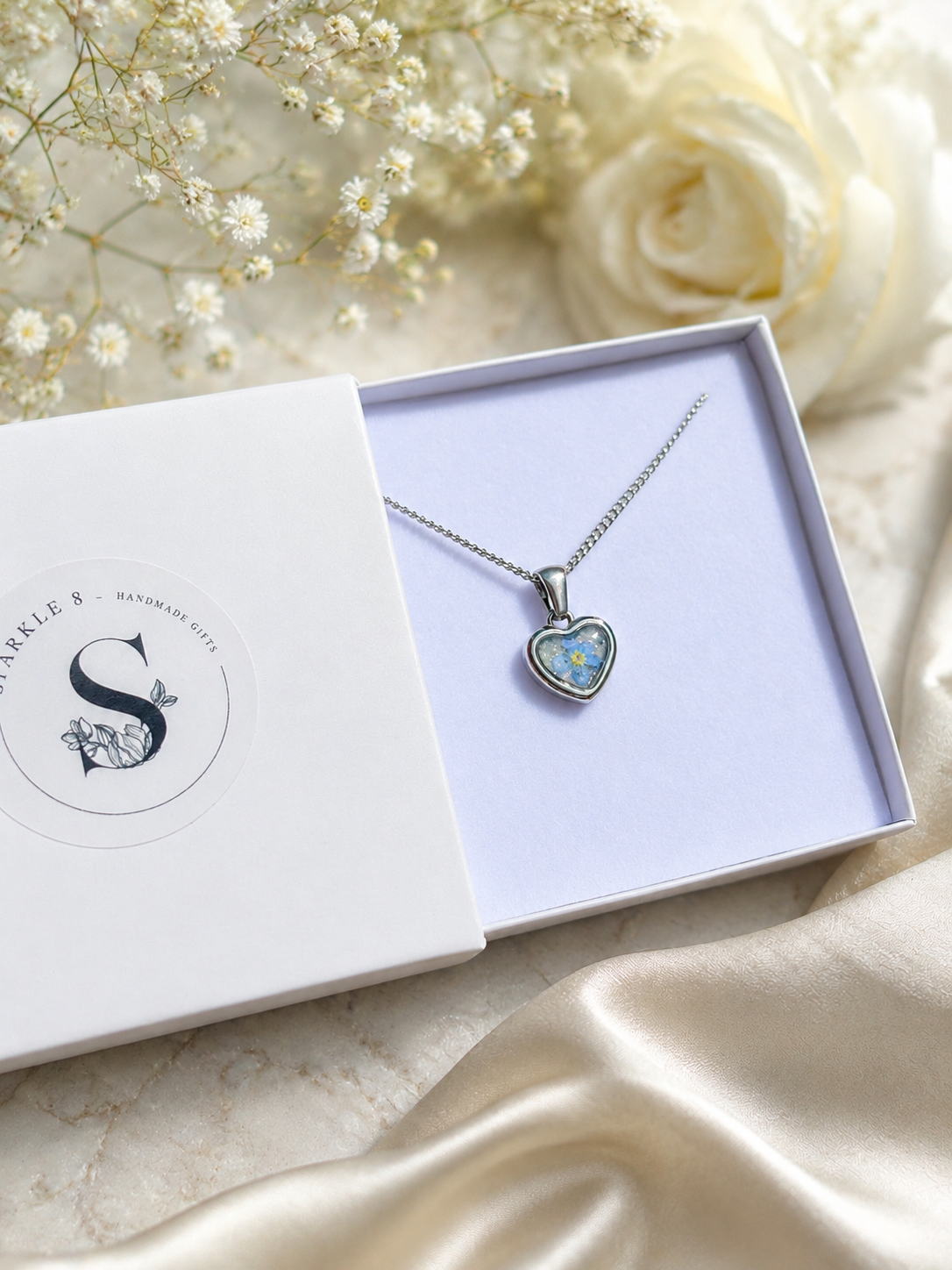 Heart Forget Me Not Pendant
