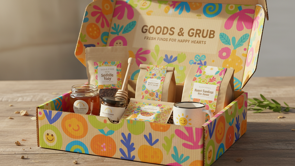 Close-up view of a custom corrugated box with printed branding