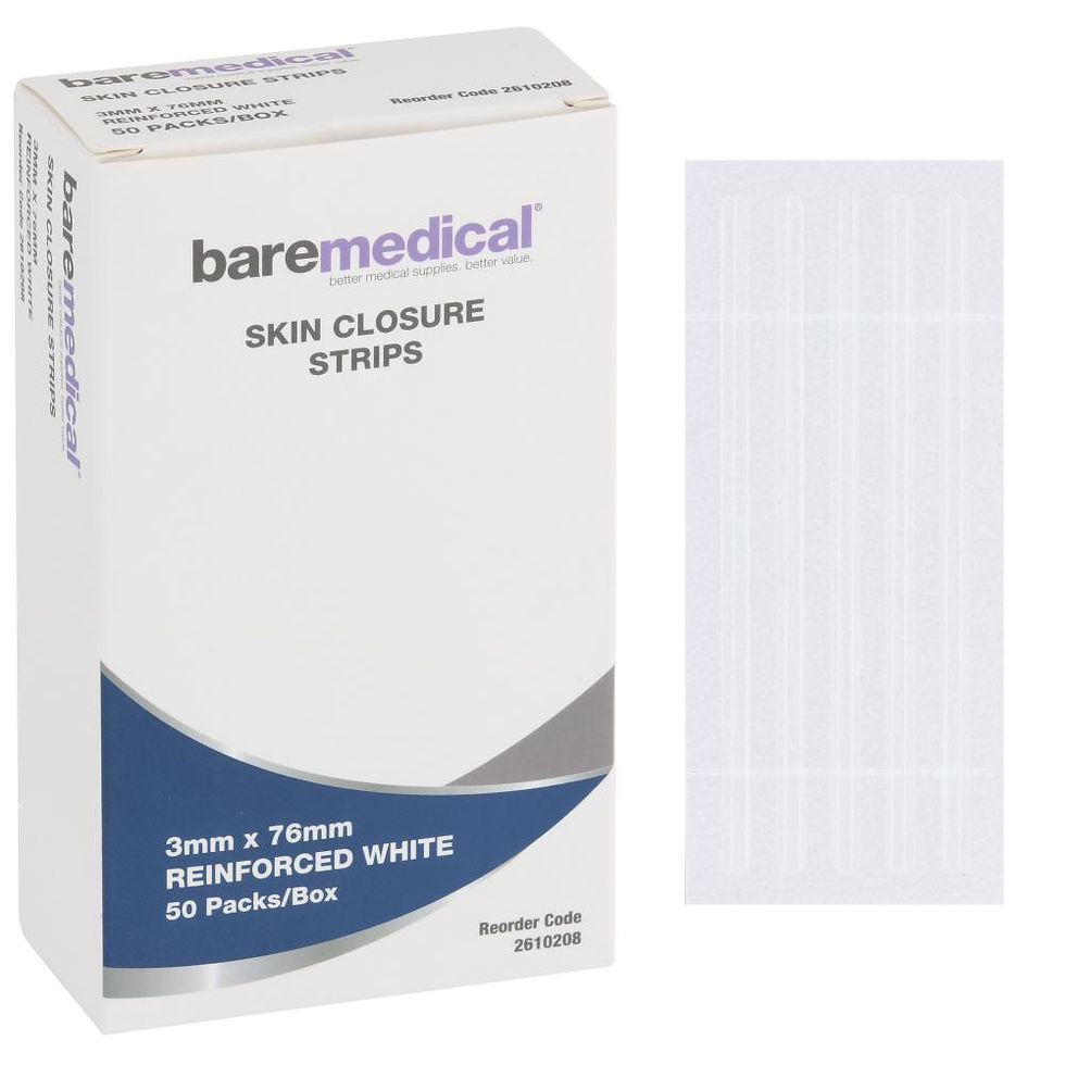 Thumbnail: SKIN CLOSURE STRIPS 3MMX76MM WHITE ST SU 5/POUCH BAREMEDICAL- 2610208