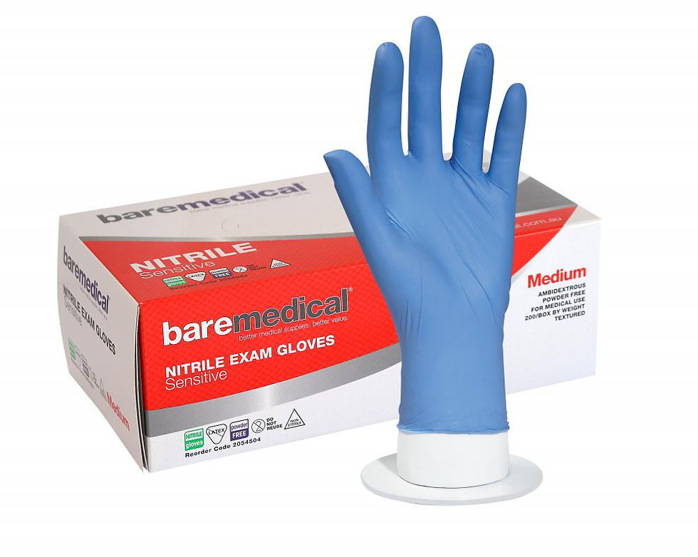 Thumbnail: GLOVE EXAM NITRILE NON-STERILE POWDER FREE STD CUFF BLUE BAREMEDICAL- 2054504