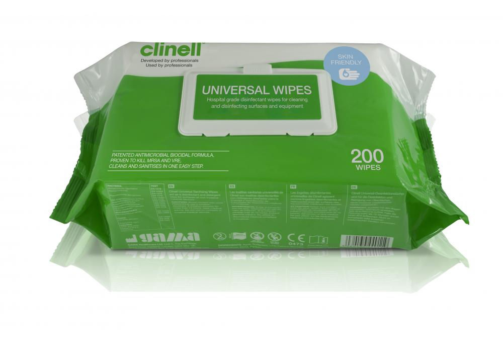 Clinell Universal WipesFlat Pack - 200 Wipes- 2025501