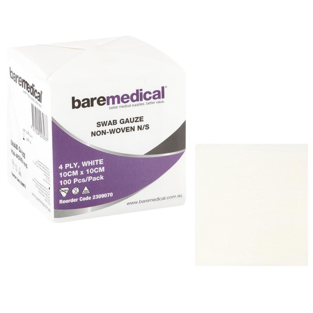 SWAB GAUZE NON-STERILE 4PLY NON-STERILE WHITE NON WOVEN BAREMEDICAL- 2309070