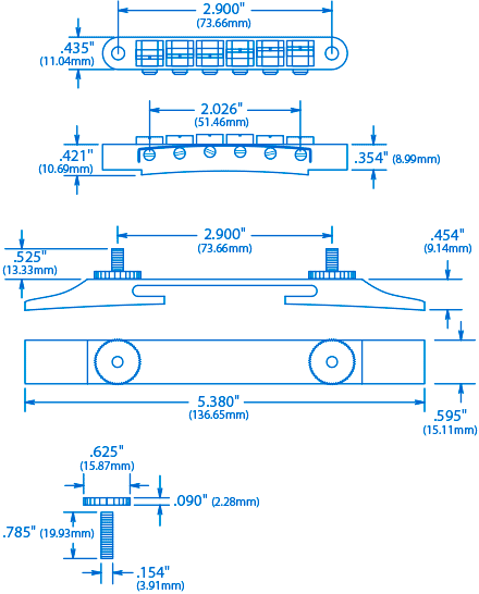 Miniaturbild: Tune-o-matic Bridge For Archtop Guitar