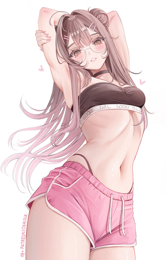 A beautiful illustration of a pink original character Michi.
