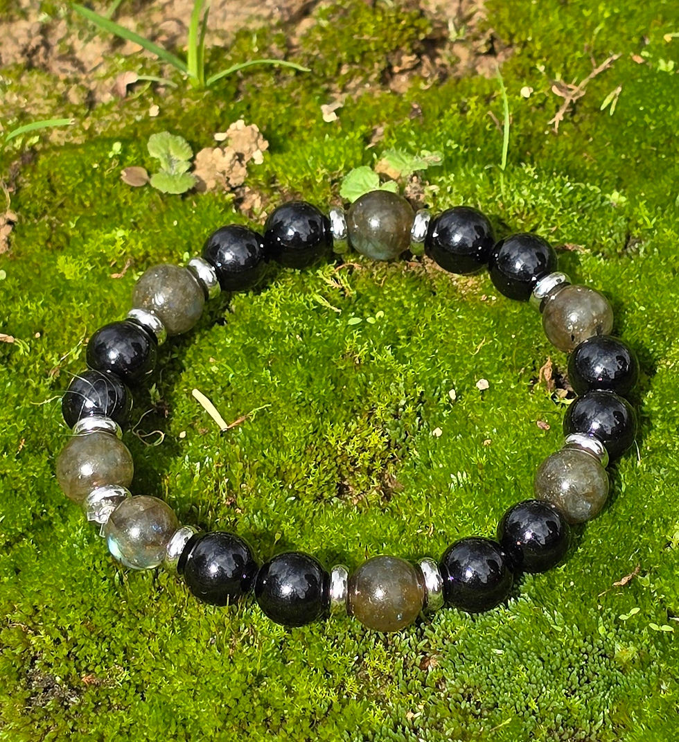 Bracelet labradorite et tourmaline noire