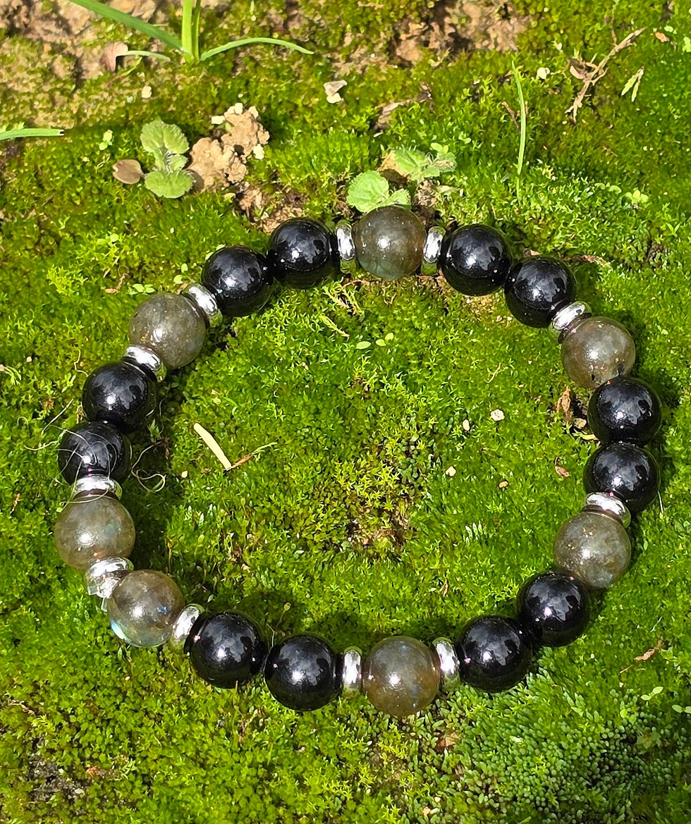 Bracelet labradorite et tourmaline noire