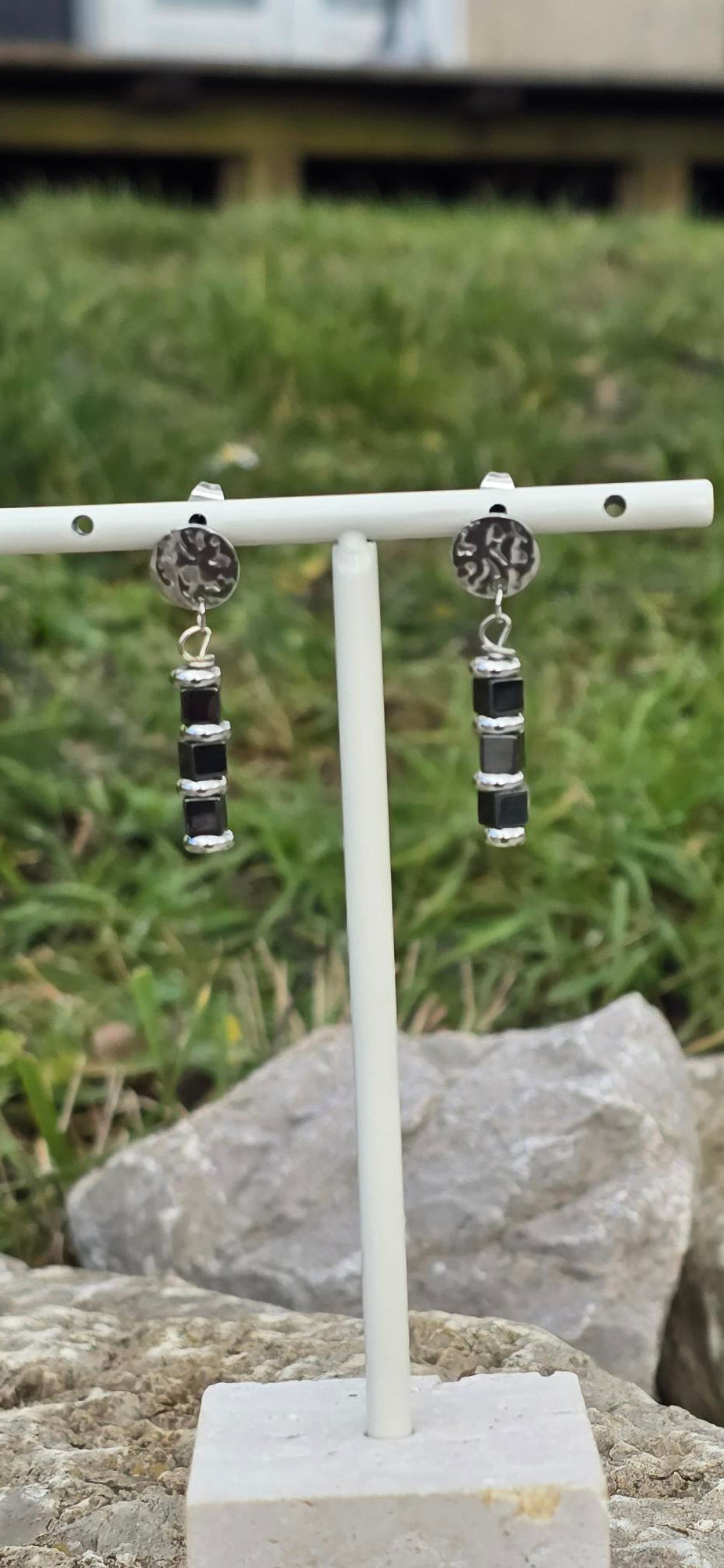 Miniature : Paire de boucle d'oreilles pendante en Hématite perle 