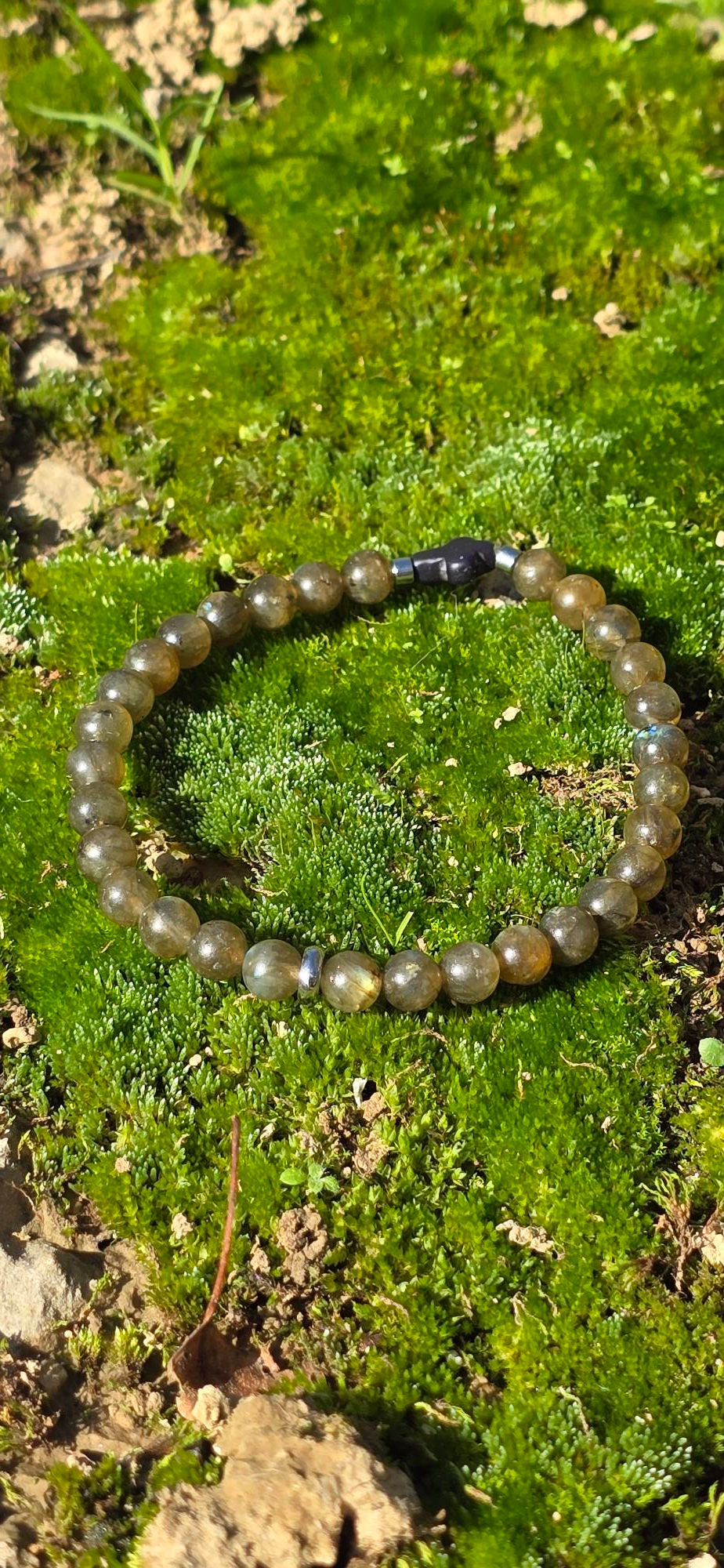 Bracelets labradorite et croix howlite