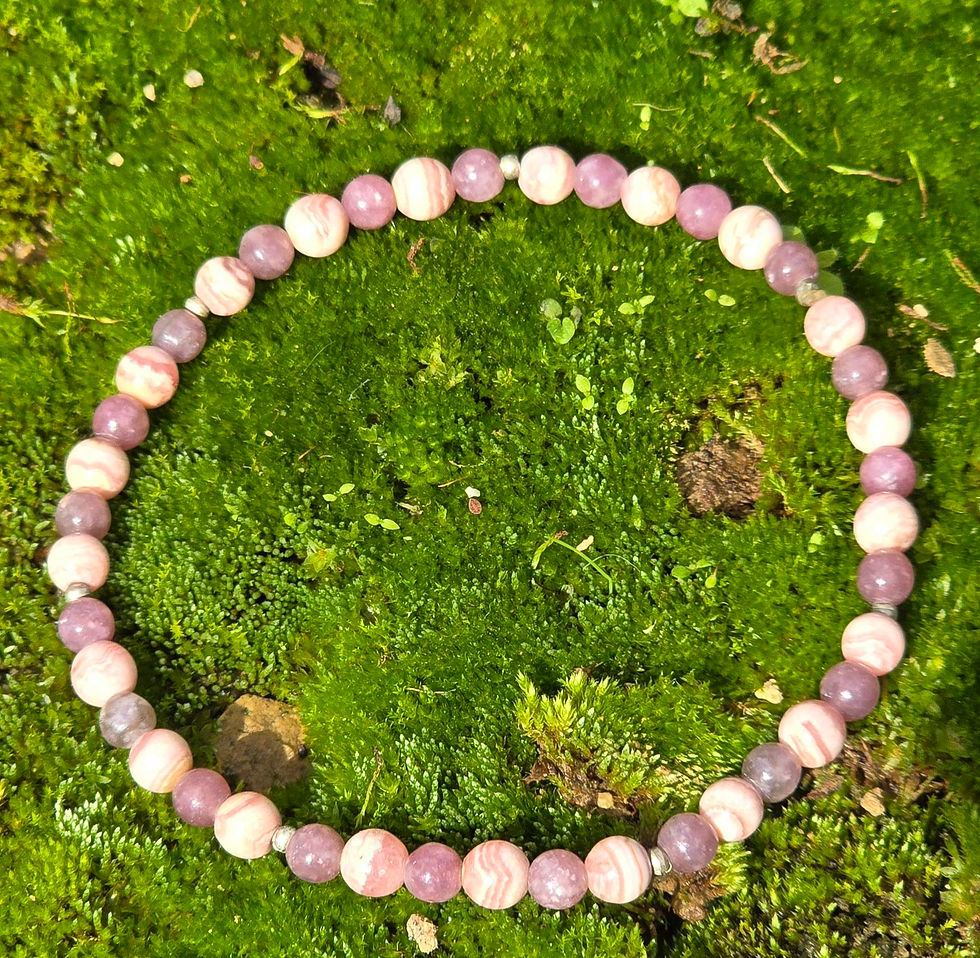 Bracelet rhodochrosite et lépidolite