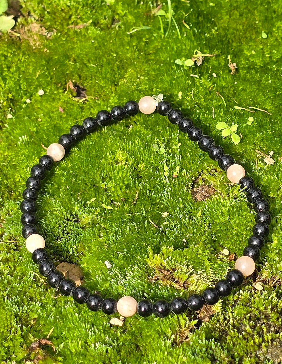 Bracelet tourmaline noire et pierre de soleil