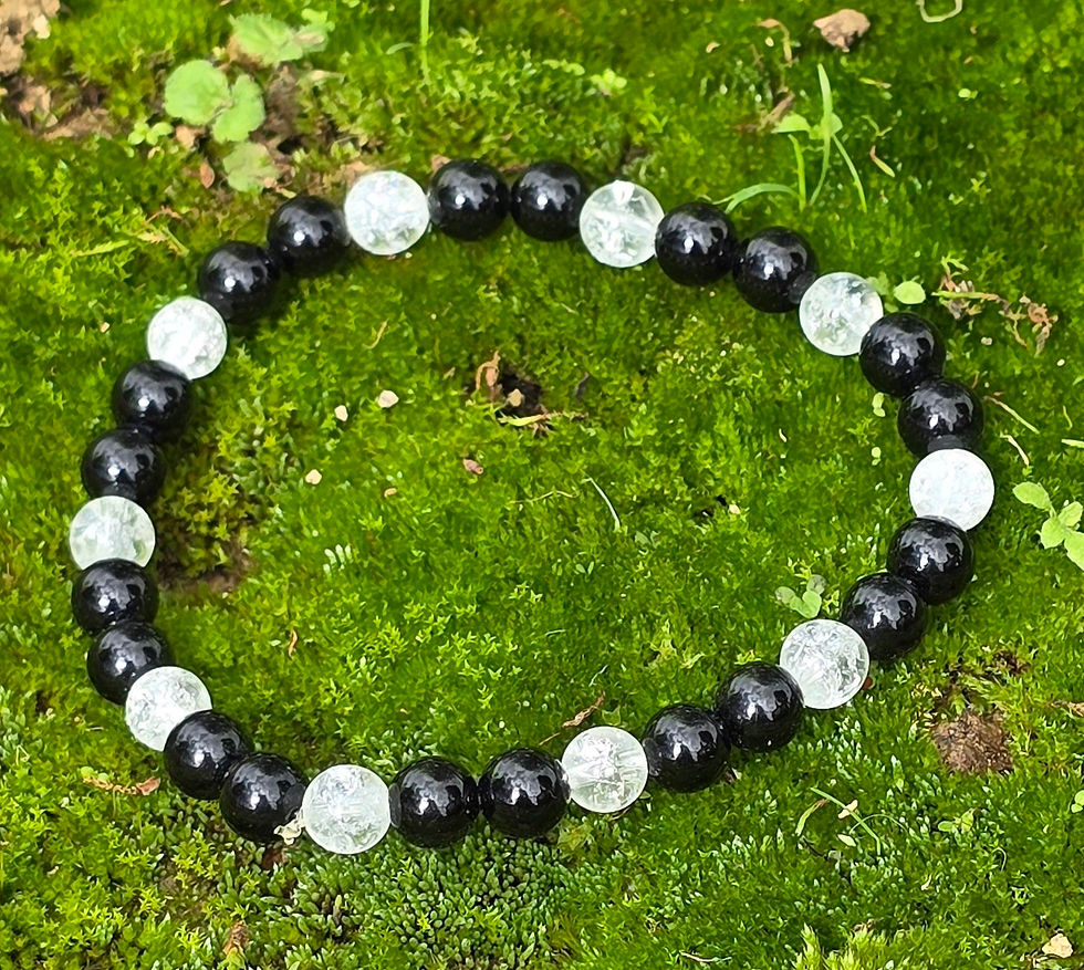 Boucles d'oreilles en tourmaline noire et cristal de roche