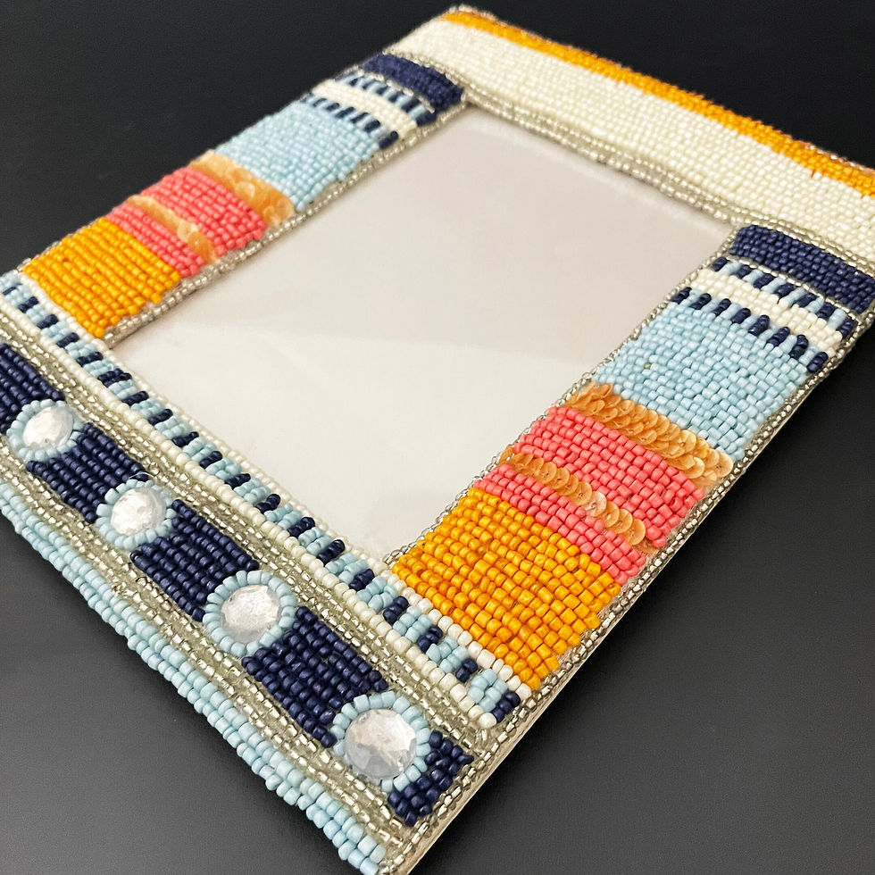 Thumbnail: Handmade beaded photo frame, 7x5 inch, multicolour, Bead and sequins