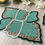 Thumbnail: Set of 4, Handmade beaded placemat, tablemat, aquamarine green, gold