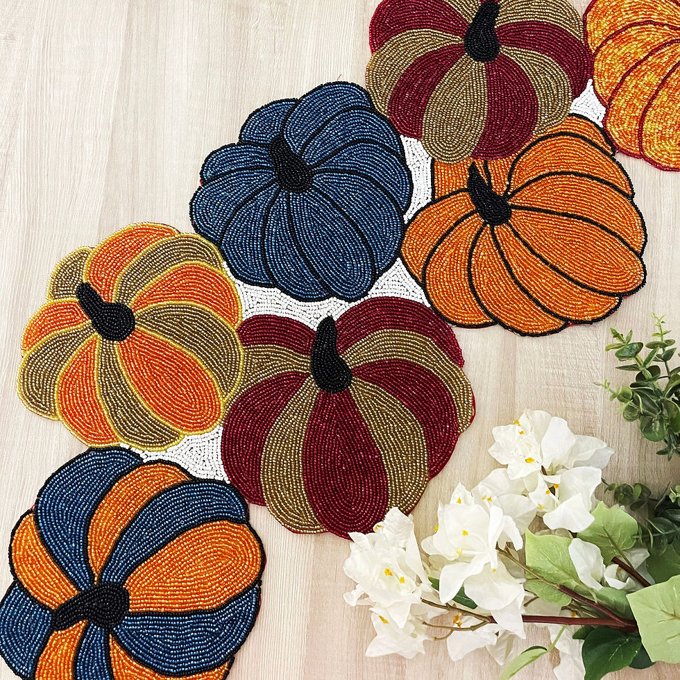 Handmade bead table runner, fall runner, pumpkin Halloween, 13x36 inch