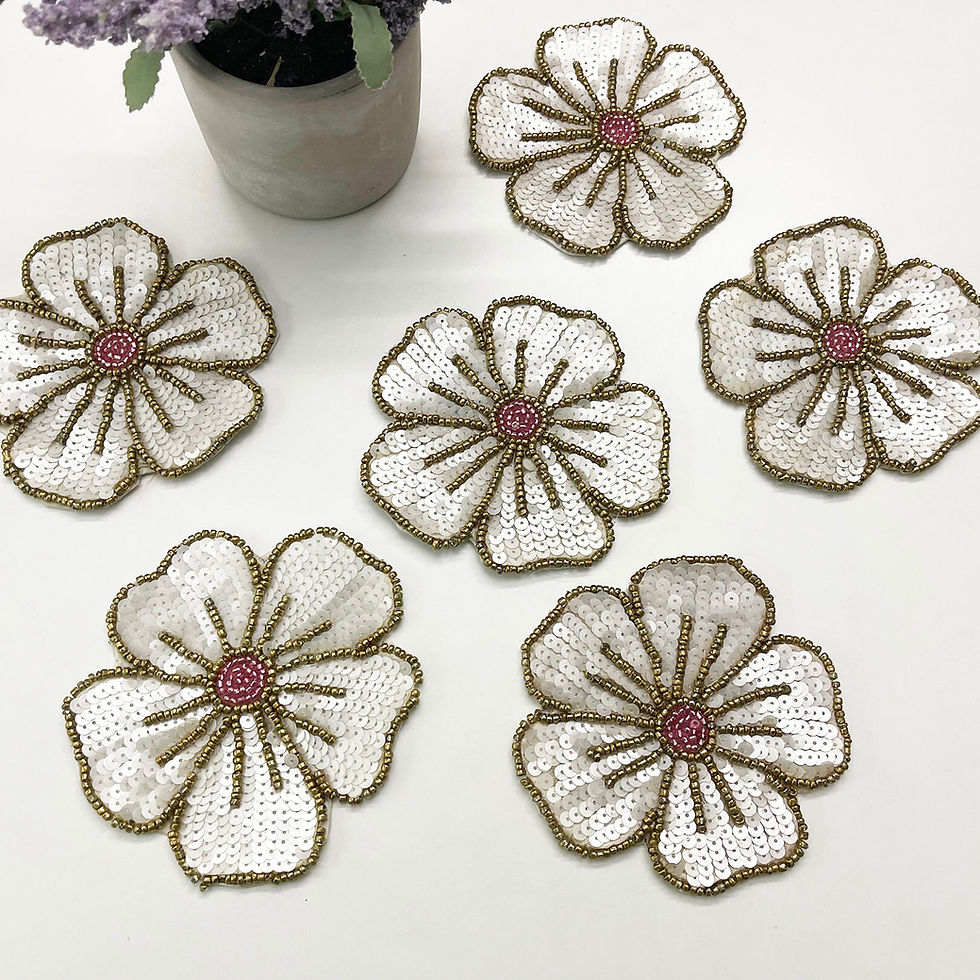 Thumbnail: Set of 6, Handmade beaded flower coasters, drink coasters, housewarming gift