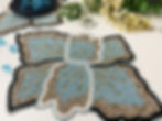Thumbnail: Set of 4, Handmade beaded placemat, tablemat, 14 inch, blue gold black