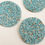 Thumbnail: Coasters set of 6, drink coasters, blue, silver and white beaded coasters