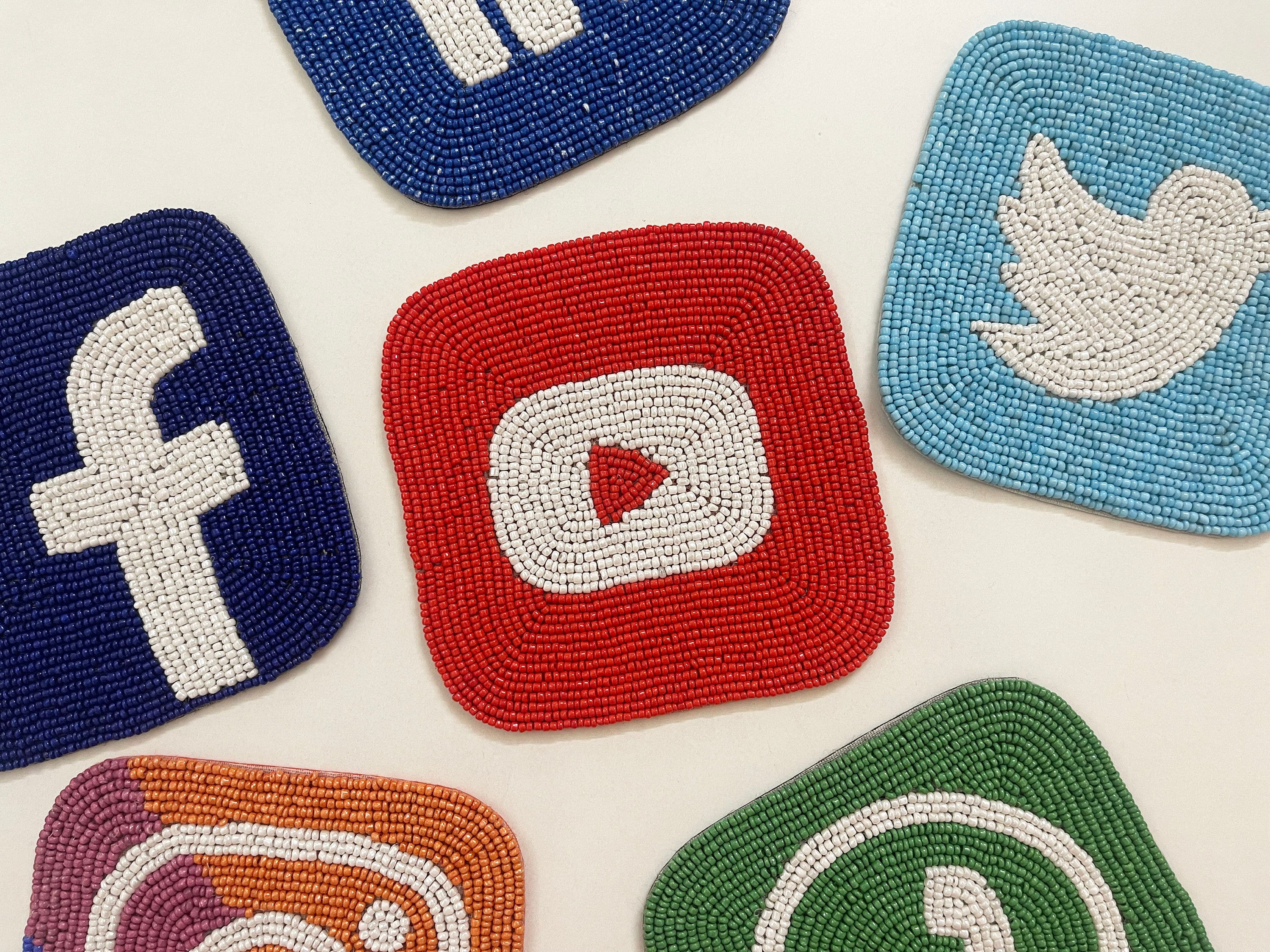 Set of 6 coasters, Social media coasters, gift for him