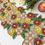 Thumbnail: Handmade beaded spring table runner, colour flowers bed, 13x36inch